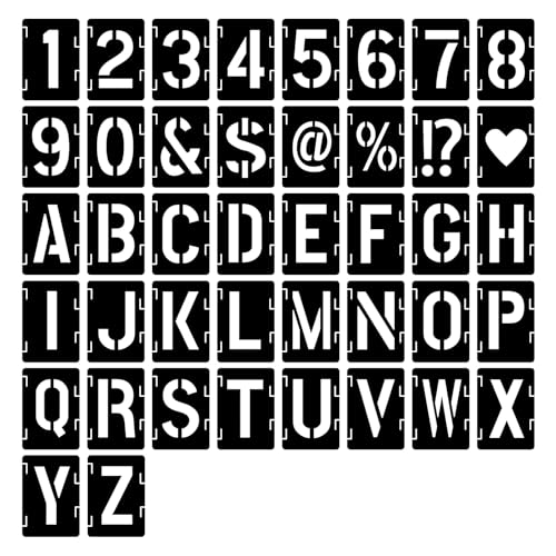 VOSSOT 42 Stück Buchstaben Schablonen Set,5 Zoll Wiederverwendbare Buchstaben Zahlen Zeichen Schablonen Alphabetschablone Vintage Buchstaben aus Kunststoff Alphabetschablone Alphabet-Schablonen VOSSOT 42 Stück Buchstaben Schablonen Set,5 Zoll Wiederverwendbare Buchstaben Zahlen Zeichen Schablonen Alphabetschablone Vintage Buchstaben aus Kunststoff Alphabetschablone Alphabet-Schablonen von VOSSOT