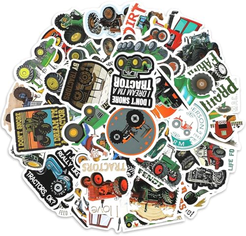VOSSOT 60 Stück Traktor Kinder Sticker Set – Lustige Traktor & Trecker Sticker Kinder – Wiederverwendbare Pvc Sticker Fahrzeuge für Buch Heft Laptop Koffer – Diy Geschenk Jungen Kinderzimmer Deko von VOSSOT