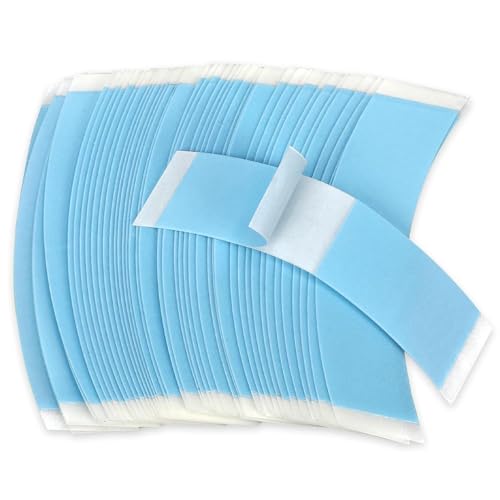 VOSSOT 60 Stück Wig Glue Tape Doppelseitiges Klebeband für Perücken,Wasserdichtes Extra Stark Unsichtbar PerüCkenband,Perücken Kleber Toupet Klebeband für SäMtliche Haarteile(blau) von VOSSOT