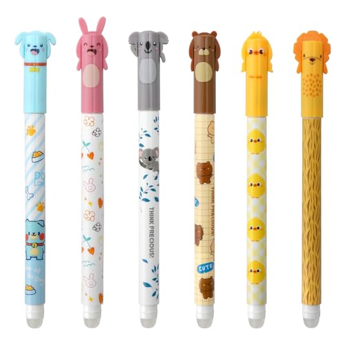 VOSSOT 6Pack Gelstifte Radierbar-Schwarze Tinte, Radierbarer Kugelschreiber, 0,5mm Spitze-Kugel am Ende zum Blatt Cartoon Löschbarer Stift für Kinder Studenten Geschenk Schul Bürobedarf VOSSOT 6Pack Gelstifte Radierbar-Schwarze Tinte, Radierbarer Kugelschreiber, 0,5mm Spitze-Kugel am Ende zum Blatt Cartoon Löschbarer Stift für Kinder Studenten Geschenk Schul Bürobedarf von VOSSOT
