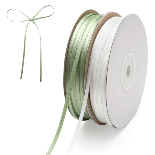 VOSSOT 91 m Schleifenband Grün und Satinband Weiss,3 mm Schleifenband Geschenkband Bänder zum Basteln Geschenkband Grün Weiß Schleifenband Doppelseitig Geschenkband Dekoband Bänder Satin altgrün VOSSOT 91 m Schleifenband Grün und Satinband Weiss,3 mm Schleifenband Geschenkband Bänder zum Basteln Geschenkband Grün Weiß Schleifenband Doppelseitig Geschenkband Dekoband Bänder Satin altgrün von VOSSOT