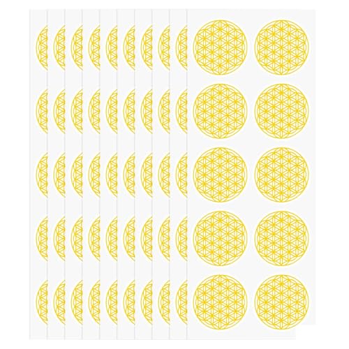 VOSSOT - Blume des Lebens Aufkleber – 100 Stück/Set – 5x5 cm runde Selbstklebende Sticker VOSSOT - Blume des Lebens Aufkleber – 100 Stück/Set – 5x5 cm runde Selbstklebende Sticker von VOSSOT