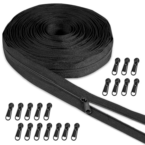 VOSSOT Endlos Reissverschluss Schwarz mit Zipper,10m Lang 2,5 cm breit Endlosreißverschluss mit Zipper,Reißverschluss Kunststoff,Nylon Reißverschluss Endlos,Reissverschlüsse teilbar,Plastik Zipper VOSSOT Endlos Reissverschluss Schwarz mit Zipper,10m Lang 2,5 cm breit Endlosreißverschluss mit Zipper,Reißverschluss Kunststoff,Nylon Reißverschluss Endlos,Reissverschlüsse teilbar,Plastik Zipper von VOSSOT