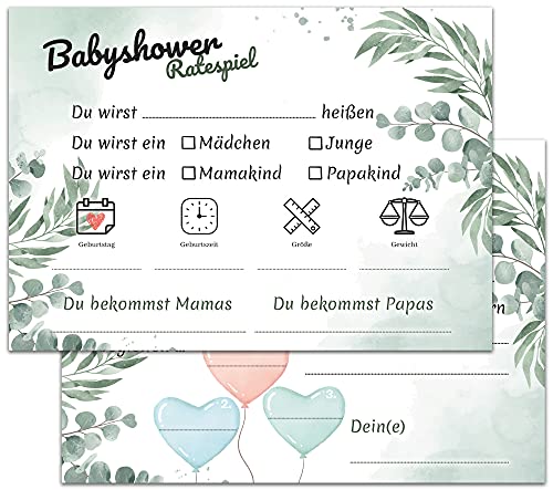 Babyparty Ratespiel und Wünschekarten I 20 Babyshower Karten zum Ausfüllen für Babyparty Mädchen und Jungen I 2in1 Baby Shower Party Spiel und Wünsche für das Baby | Babyparty Erinnerungskarten Babyparty Ratespiel und Wünschekarten I 20 Babyshower Karten zum Ausfüllen für Babyparty Mädchen und Jungen I 2in1 Baby Shower Party Spiel und Wünsche für das Baby | Babyparty Erinnerungskarten von VOSVOLO