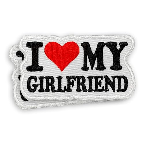 VOTANTA Aufnäher mit Aufschrift "I Love My Girlfriend", lustig, für Freund, Freundin, Liebe, Geschenke, bestickt, zum Aufbügeln, für Kleidung, Rucksack, Hut, Jacke, Jeans, 8,9 cm, 2 Stück von VOTANTA