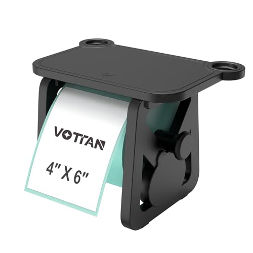 VOTTAN 3-in-1 Schreibtisch-Etikettenhalter, 21,1 x 15,2 x 17 cm, für Thermodrucker, Rollen, Etiketten und Fächerfalz-Etiketten von VOTTAN