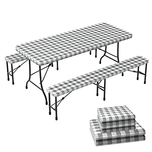 VOUNOT Outdoor Tischdecken 3er Set, Elastische Rechteckige Gartentischdecke, Geeignet für Garten, Balkon und Camping, Abwaschbar Abwischbar Wetterfest, 183cm VOUNOT Outdoor Tischdecken 3er Set, Elastische Rechteckige Gartentischdecke, Geeignet für Garten, Balkon und Camping, Abwaschbar Abwischbar Wetterfest, 183cm von VOUNOT