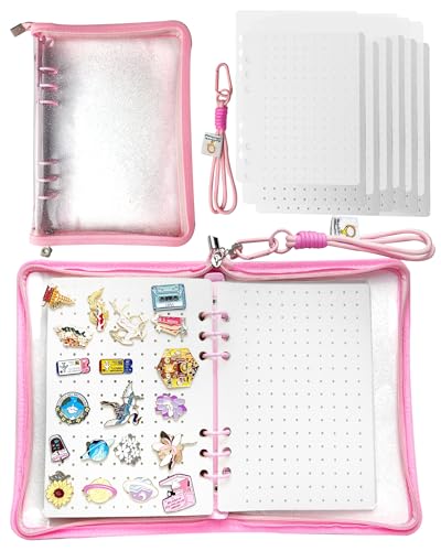 Anstecknadel-Sammelbuch, Sammelbuch, Sammelbuch mit 8-seitigen Anzeigetafeln, A5, Brosche, Anstecknadel, Aufbewahrung, Organizer, Ordner, Album für Reisesammler (Rosa) von VOUSXLLEZ