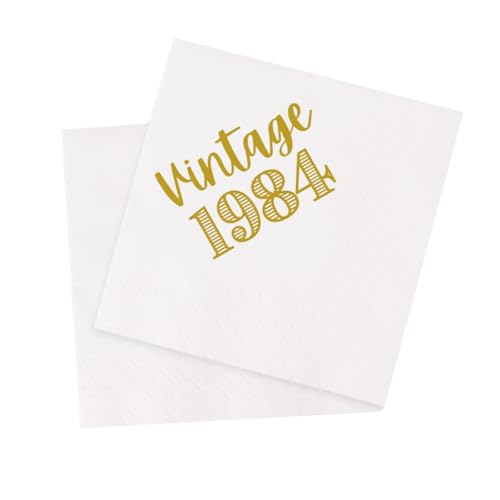 VOWFOO Cocktail-Servietten zum 40. Geburtstag, Vintage-Stil, 1984, 40 Jahre Geburtstag, Papierservietten, Einweg-Party-Servietten für Sie und Ihn, Party-Tischdekoration, 12,7 x 12,7 cm, zweilagig VOWFOO Cocktail-Servietten zum 40. Geburtstag, Vintage-Stil, 1984, 40 Jahre Geburtstag, Papierservietten, Einweg-Party-Servietten für Sie und Ihn, Party-Tischdekoration, 12,7 x 12,7 cm, zweilagig von VOWFOO