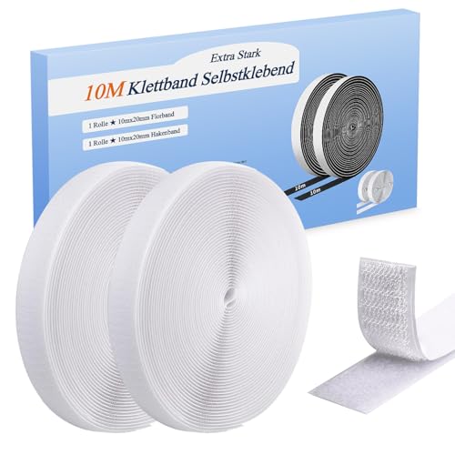 Klettband Selbstklebend Extra Stark,10Mx20mm Doppelseitig Klett Mit Klettverschluss Kelbstklebendes, Schwarz Klebepad Flauschband Und Hakenband Für Fliegengitter von VOWOBEST