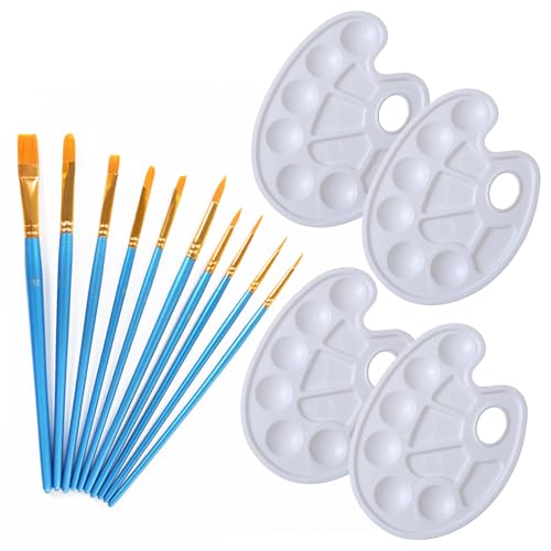 14-teiliges Farbpaletten-Set, 4 Paletten und 10 Pinsel, Acrylfarbenpalette, Farbpalette für Aquarell, Acryl, Öl, Gouache oder DIY-Partys 14-teiliges Farbpaletten-Set, 4 Paletten und 10 Pinsel, Acrylfarbenpalette, Farbpalette für Aquarell, Acryl, Öl, Gouache oder DIY-Partys von VPB