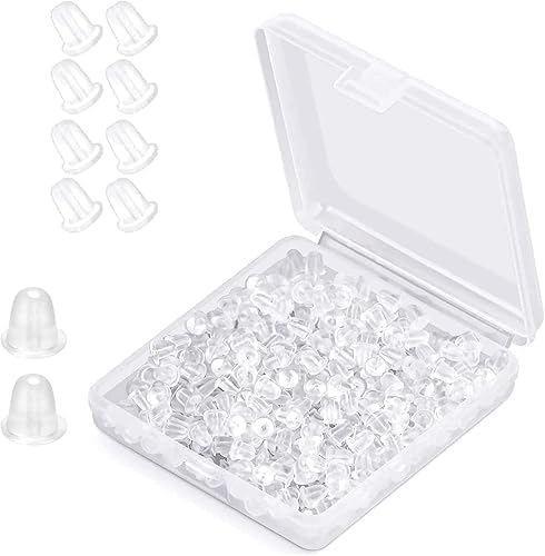 Silikon-Ohrring-Verschlüsse, transparente Rückseite, Ersatz, weicher Ohrstecker, Fischhaken, Schmuckzubehör für Ohrstecker, hypoallergen, für empfindliche Ohren (200 Stück) von VPB