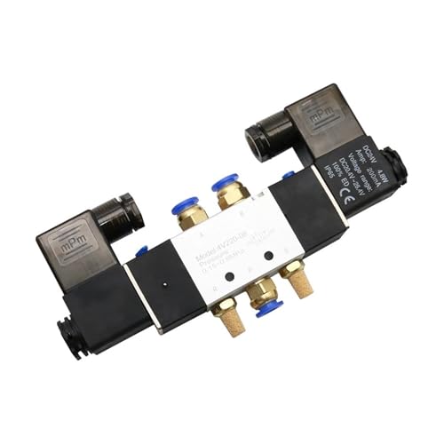 VPCPWTYZY 2-Positionen-5-Wege-Pneumatik-Magnetventil, Serie 4V (4V120-06/4V220-08/4V320-10/4V420-15), DC12V-AC220V catholic(4V120-06 PC6-01,AC24V) von VPCPWTYZY