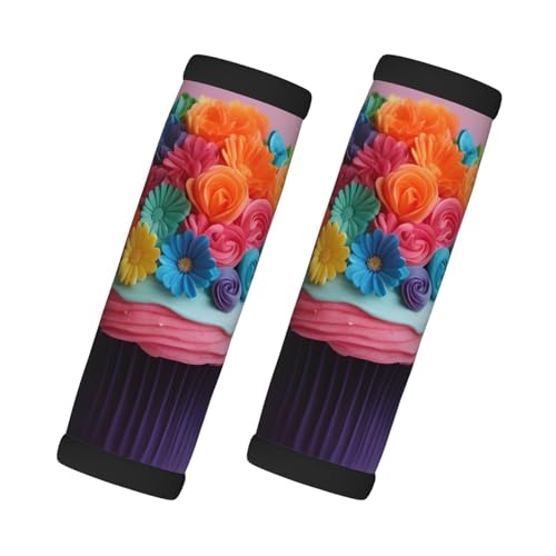 Bunte Cupcake-Regenbogen-Blumen-Aufdruck, einfache Identifizierung und bequemer Griff, Gepäckgriff, Wickelgriffe, 2 Packungen Bunte Cupcake-Regenbogen-Blumen-Aufdruck, einfache Identifizierung und bequemer Griff, Gepäckgriff, Wickelgriffe, 2 Packungen von VPPUR