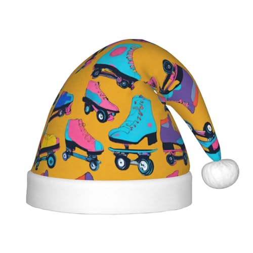 VPPUR Farbenfroher Rollschuh-Druck, Weihnachtsmann-Kopfbedeckung für Uni, Weihnachtszubehör, Geschenke und Weihnachtsmütze, Outdoor-Party VPPUR Farbenfroher Rollschuh-Druck, Weihnachtsmann-Kopfbedeckung für Uni, Weihnachtszubehör, Geschenke und Weihnachtsmütze, Outdoor-Party von VPPUR