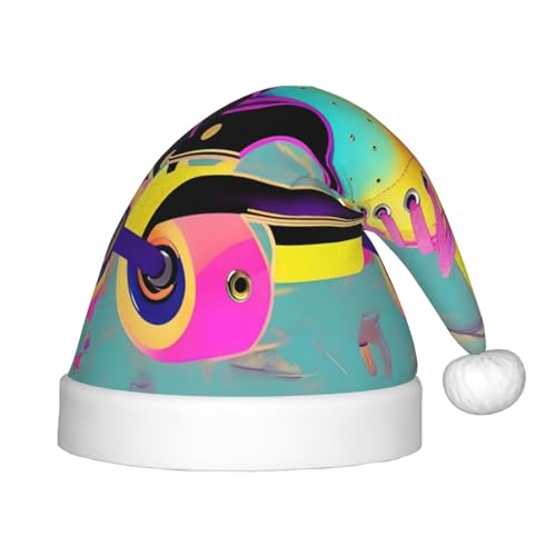 VPPUR Farbenfroher Rollschuh-Druck, Weihnachtsmann-Kopfbedeckung für Uni, Weihnachtszubehör, Geschenke und Weihnachtsmütze, Outdoor-Party VPPUR Farbenfroher Rollschuh-Druck, Weihnachtsmann-Kopfbedeckung für Uni, Weihnachtszubehör, Geschenke und Weihnachtsmütze, Outdoor-Party von VPPUR