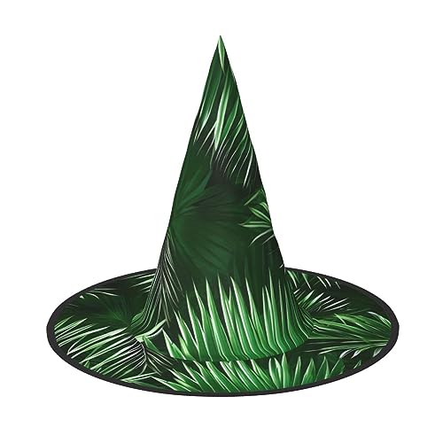 VPPUR Grüne Blätter der Palme Tropische Pflanzen Druck Zauberer Hut Erwachsene Karneval Halloween Hut Party Zubehör Mottopartys Cosplay von VPPUR