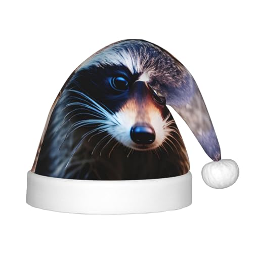 VPPUR Little Raccoon Face Print Weihnachtsmann-Kopfbedeckung für Uni, Weihnachtszubehör, Geschenke und Weihnachtsmütze, Outdoor-Party VPPUR Little Raccoon Face Print Weihnachtsmann-Kopfbedeckung für Uni, Weihnachtszubehör, Geschenke und Weihnachtsmütze, Outdoor-Party von VPPUR