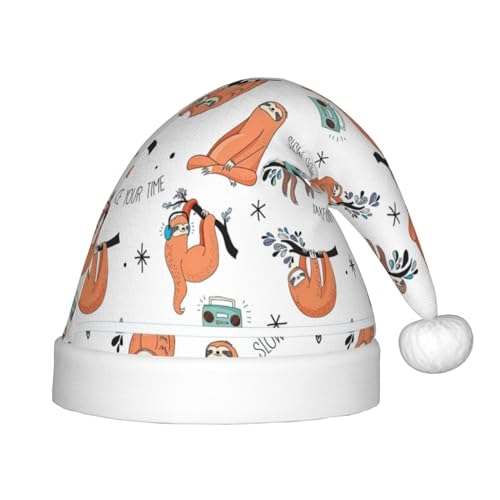 VPPUR Lustige niedliche Tier-Faultier-Musik-Druck, Weihnachtsmann-Kopfbedeckung für Unisex, Weihnachtszubehör, Geschenke und Weihnachtsmütze, Outdoor-Party VPPUR Lustige niedliche Tier-Faultier-Musik-Druck, Weihnachtsmann-Kopfbedeckung für Unisex, Weihnachtszubehör, Geschenke und Weihnachtsmütze, Outdoor-Party von VPPUR