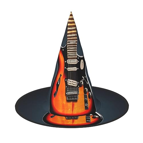 VPPUR Orange E-Gitarren Druck Zauberer Hut Erwachsene Karneval Halloween Hut Party Zubehör Mottopartys Cosplay VPPUR Orange E-Gitarren Druck Zauberer Hut Erwachsene Karneval Halloween Hut Party Zubehör Mottopartys Cosplay von VPPUR