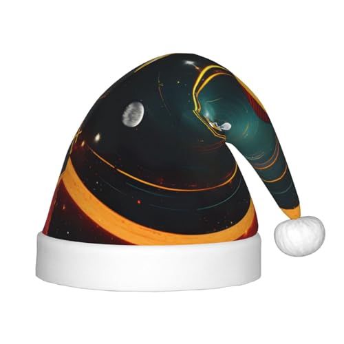 VPPUR Sonnensystem Jupiter Saturn Druck Weihnachtsmann Kopfbedeckung für Uni Xmas Accessoires Geschenke und Weihnachtsmütze Outdoor Party von VPPUR