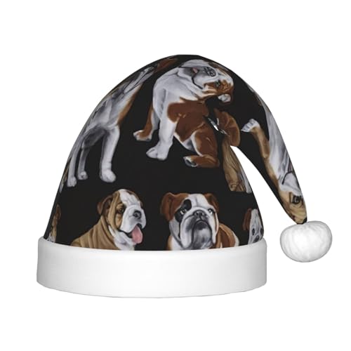 VPPUR Weihnachtsmann-Kopfbedeckung mit englischen Bulldoggen, Uni, Weihnachtszubehör, Geschenke und Weihnachtsmütze, Outdoor-Party von VPPUR