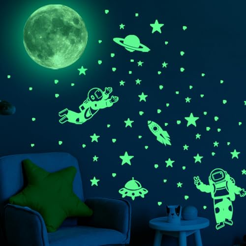 Leuchtende Sterne Wandsticker im Dunkelen, 1 set Junge Mädchen Kinder Mond Astronaut Leucht Aufkleber Schlafzimmer Wohnzimmer Wandtattoo, Leuchtsterne Fluoreszierend Wandaufkleber Leuchtende Sterne Wandsticker im Dunkelen, 1 set Junge Mädchen Kinder Mond Astronaut Leucht Aufkleber Schlafzimmer Wohnzimmer Wandtattoo, Leuchtsterne Fluoreszierend Wandaufkleber von VQEOEOT