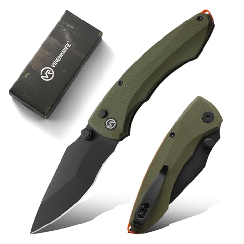 VIRENKNIFE Taschenmesser Klappmesser,EDC Messer mit G10 Griff,Einhandmesser aus D2 Stahl,Scharfes Outdoor & Survival Messer mit Taschenclip,für Outdoor Survival Jagd Camping VIRENKNIFE Taschenmesser Klappmesser,EDC Messer mit G10 Griff,Einhandmesser aus D2 Stahl,Scharfes Outdoor & Survival Messer mit Taschenclip,für Outdoor Survival Jagd Camping von VR VIRENKNIFE