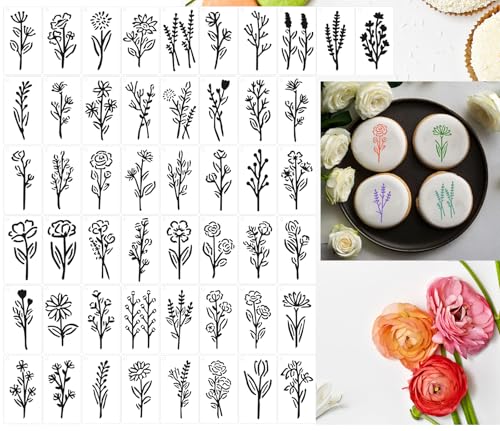 50 Stück kleine Wildblumen-Plätzchen-Schablonen zum Backen, Zuckerguss, Zuckerkekse, Kunstkarten, Dekorationswerkzeuge (50) von VRIOVN
