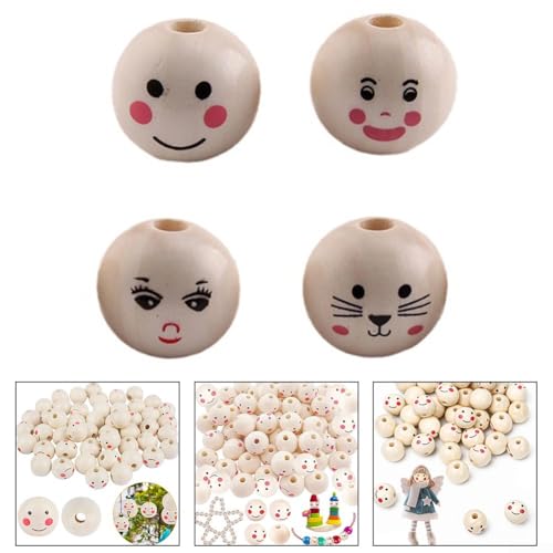 Hochwertige Holzperlen, geeignet für DIY-Schmuck und Bastelarbeiten, 10 Stück (Grimasse) von VRTYVEYBB