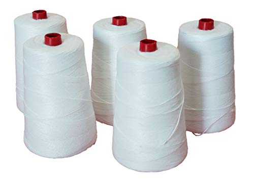 Vrysac-High Resistance Polyester Thread Bobbins for Sack Sewing Machines-5 units pack-for Raffia Sacks-Paper Sacks-Jute Sacks-Thread for Portable Sealing Machines for Sacks and Bags-White Color Vrysac-High Resistance Polyester Thread Bobbins for Sack Sewing Machines-5 units pack-for Raffia Sacks-Paper Sacks-Jute Sacks-Thread for Portable Sealing Machines for Sacks and Bags-White Color von VRYSAC