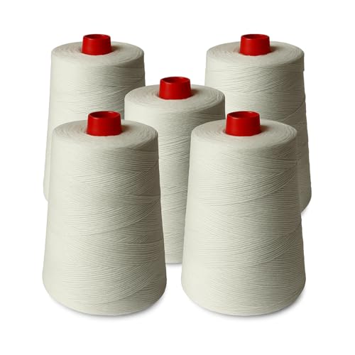 Vrysac-High Resistance Polyester Thread Bobbins for Sack Sewing Machines-5 units pack-for Raffia Sacks-Paper Sacks-Jute Sacks-Thread for Portable Sealing Machines for Sacks and Bags-White Color von VRYSAC