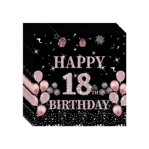 VReder Servietten 18 Geburtstag, Schwarz Roségold Papier Party Servietten, Happy Birthday 18. Servietten für Mädchen Frau Frauen Geburtstag Feiern Party Decorations 40 Stück VReder Servietten 18 Geburtstag, Schwarz Roségold Papier Party Servietten, Happy Birthday 18. Servietten für Mädchen Frau Frauen Geburtstag Feiern Party Decorations 40 Stück von VReder