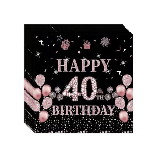 VReder Servietten 40 Geburtstag, Schwarz Roségold Papier Party Servietten, Happy Birthday 40. Servietten für Mädchen Frau Frauen Geburtstag Feiern Party Decorations 40 Stück VReder Servietten 40 Geburtstag, Schwarz Roségold Papier Party Servietten, Happy Birthday 40. Servietten für Mädchen Frau Frauen Geburtstag Feiern Party Decorations 40 Stück von VReder