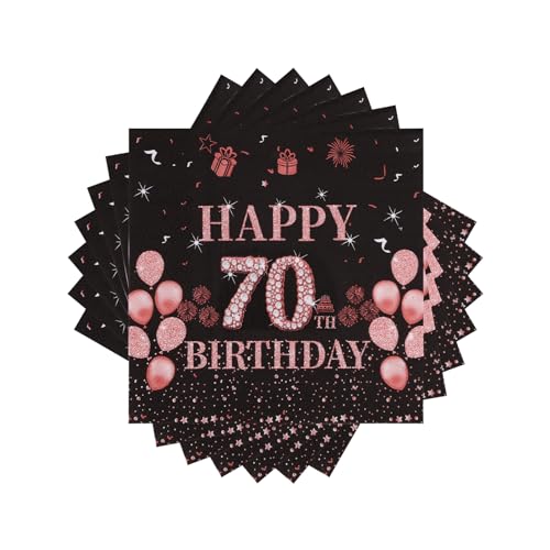VReder Servietten 70 Geburtstag, Schwarz Roségold Papier Party Servietten, Happy Birthday 70. Servietten für Frau Frauen Geburtstag Feiern Party Decorations 40 Stück VReder Servietten 70 Geburtstag, Schwarz Roségold Papier Party Servietten, Happy Birthday 70. Servietten für Frau Frauen Geburtstag Feiern Party Decorations 40 Stück von VReder