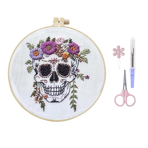 VSFJZJKJ Halloween-Stickerei-Set, für AnfäNger, Inklusive Stickrahmen und Illustrierter Englischer Anleitung und Weiteren Werkzeugen,Mit Motiven Wie KüRbissen und Geistern von VSFJZJKJ