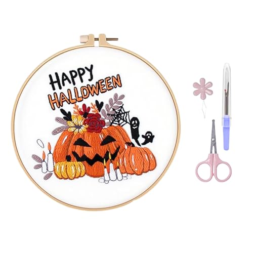 VSFJZJKJ Halloween-Stickerei-Set, für AnfäNger, Inklusive Stickrahmen und Illustrierter Englischer Anleitung und Weiteren Werkzeugen,Mit Motiven Wie KüRbissen und Geistern VSFJZJKJ Halloween-Stickerei-Set, für AnfäNger, Inklusive Stickrahmen und Illustrierter Englischer Anleitung und Weiteren Werkzeugen,Mit Motiven Wie KüRbissen und Geistern von VSFJZJKJ