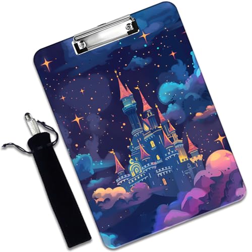 Kunststoff-Klemmbrett und Stifttaschen-Set, A4-Klemmbrett in Briefgröße, geeignet für Büros, Zuhause, Astralwolkenschloss Kunststoff-Klemmbrett und Stifttaschen-Set, A4-Klemmbrett in Briefgröße, geeignet für Büros, Zuhause, Astralwolkenschloss von VSHSEEOM