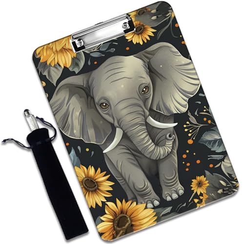 Kunststoff-Klemmbrett und Stifttaschen-Set, A4-Klemmbrett in Briefgröße, geeignet für Büros, Zuhause, Baby-Elefant und Sonnenblume Kunststoff-Klemmbrett und Stifttaschen-Set, A4-Klemmbrett in Briefgröße, geeignet für Büros, Zuhause, Baby-Elefant und Sonnenblume von VSHSEEOM