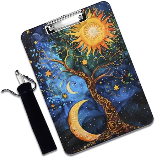 Kunststoff-Klemmbrett und Stifttaschen-Set, A4-Klemmbrett in Briefgröße, geeignet für Büros, Zuhause, Sonne, Mond, Sterne Kunststoff-Klemmbrett und Stifttaschen-Set, A4-Klemmbrett in Briefgröße, geeignet für Büros, Zuhause, Sonne, Mond, Sterne von VSHSEEOM