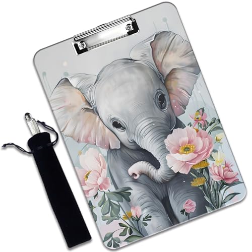 Kunststoff-Klemmbrett und Stifttaschen-Set, A4-Klemmbrett in Briefgröße, geeignet für Büros, Zuhause, niedliche kleine Elefantenblume Kunststoff-Klemmbrett und Stifttaschen-Set, A4-Klemmbrett in Briefgröße, geeignet für Büros, Zuhause, niedliche kleine Elefantenblume von VSHSEEOM