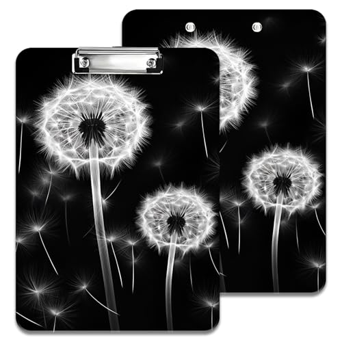 Modisches Klemmbrett aus Kunststoff und Plüsch-Stifttaschen-Set, Lern-Klemmbrett, Standard-A4-Klemmbrettgröße (22,9 x 31,8 cm), geeignet für Büros, Zuhause, Schulen und andere Bereiche – Löwenzahn von VSOJSOJKE