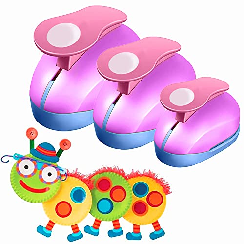 VSREI Stanzer Rund, 3 Stück Stanzer Kreis Motivstanzer Rund Papierstanzer Motivlocher Stanzer Set Ausstanzer Motiv-Locher für Geschenkanhänger, Basteln, Scrapbooking, Fotos, Grußkarten,9mm 16mm 25m von VSREI