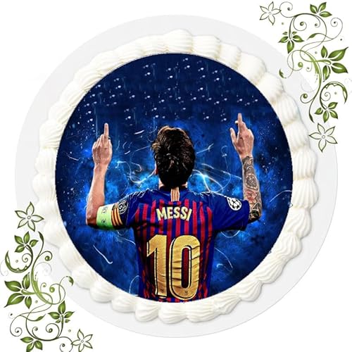 Für den Geburtstag ein Tortenbild, Zuckerbild mit dem Motiv: Fussball, Essbares Foto für Torten, Tortenbild, Tortenaufleger Ø 20cm FONDANT Messi Fussball Nr. 31 von VSW