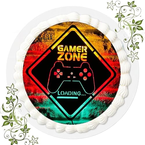 Für den Geburtstag ein Tortenbild, mit dem Motiv: Gamer, Essbares Foto für Torten, Tortenbild, Tortenaufleger Ø 20cm ESSPAPIER Gamer Nr. 3 von VSW