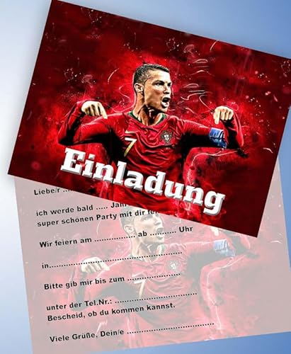 VSW 12 Einladungskarten + 12 Umschläge für Geburtstag Partys und Kindergeburtstag kompatibel Ronaldo Fussball Nr. 93 VSW 12 Einladungskarten + 12 Umschläge für Geburtstag Partys und Kindergeburtstag kompatibel Ronaldo Fussball Nr. 93 von VSW