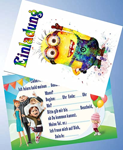 VSW 12 Einladungskarten & 12 Umschläge für Geburtstag Partys und Kindergeburtstag Minions Nr. 83 VSW 12 Einladungskarten & 12 Umschläge für Geburtstag Partys und Kindergeburtstag Minions Nr. 83 von VSW