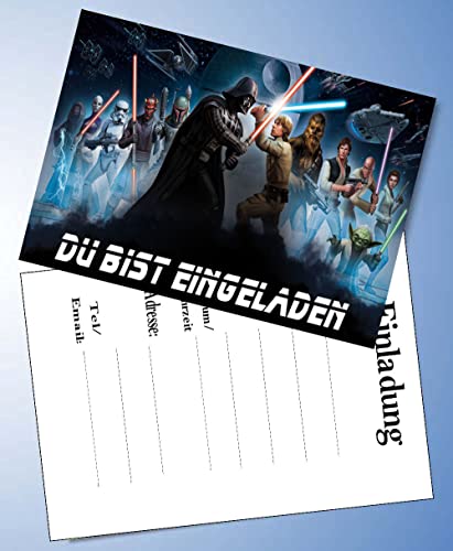 VSW 12 Einladungskarten & 12 Umschläge für Geburtstag Partys und Kindergeburtstag Star Wars Nr. 28 von VSW