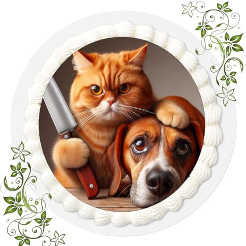 VSW Für den Geburtstag ein Tortenbild, Zuckerbild mit Motiv, Essbares Foto für Torten, Tortenbild, Tortenaufleger Ø 20cm FONDANT Hund & Katze Nr. 2 VSW Für den Geburtstag ein Tortenbild, Zuckerbild mit Motiv, Essbares Foto für Torten, Tortenbild, Tortenaufleger Ø 20cm FONDANT Hund & Katze Nr. 2 von VSW