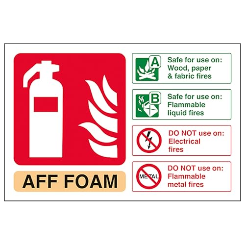 V Safety AFF Foam Feuerlöscher – Querformat, 200 x 150 mm, 2 mm Hartplastik-Sicherheitsschild von VSafety
